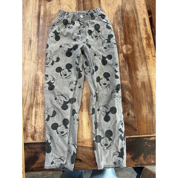 H&M Kids' Gray Mickey Mouse Print Relaxed Fit Denim Jeans Size 10 - Picture 2 of 5